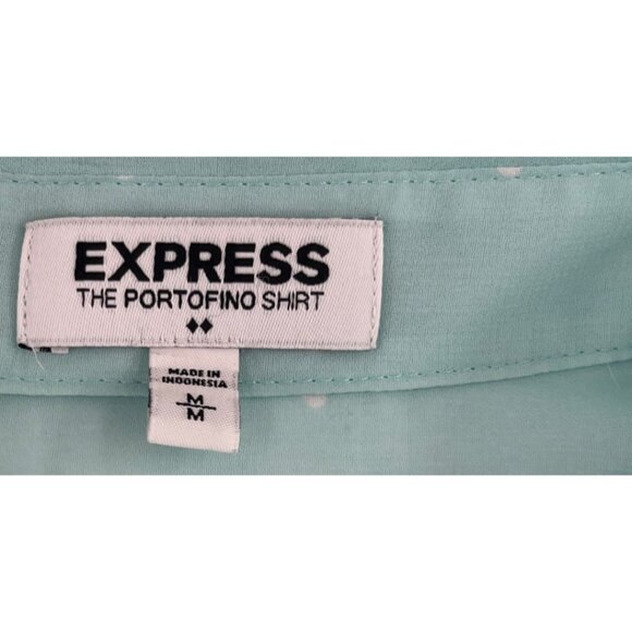 Express The Portofino Shirt Medium Mint Green Sheer Long Sleeve Button-Down - Picture 2 of 5